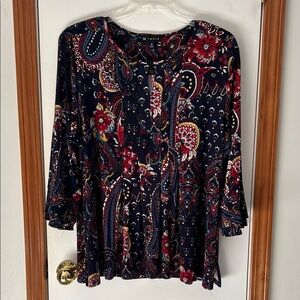 N Touch Red and Blue Paisley Blouse